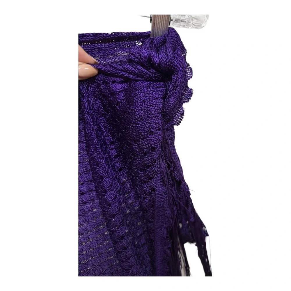 Cejon Purple Fringe Wrap Scarf Sarong Knit One Size
